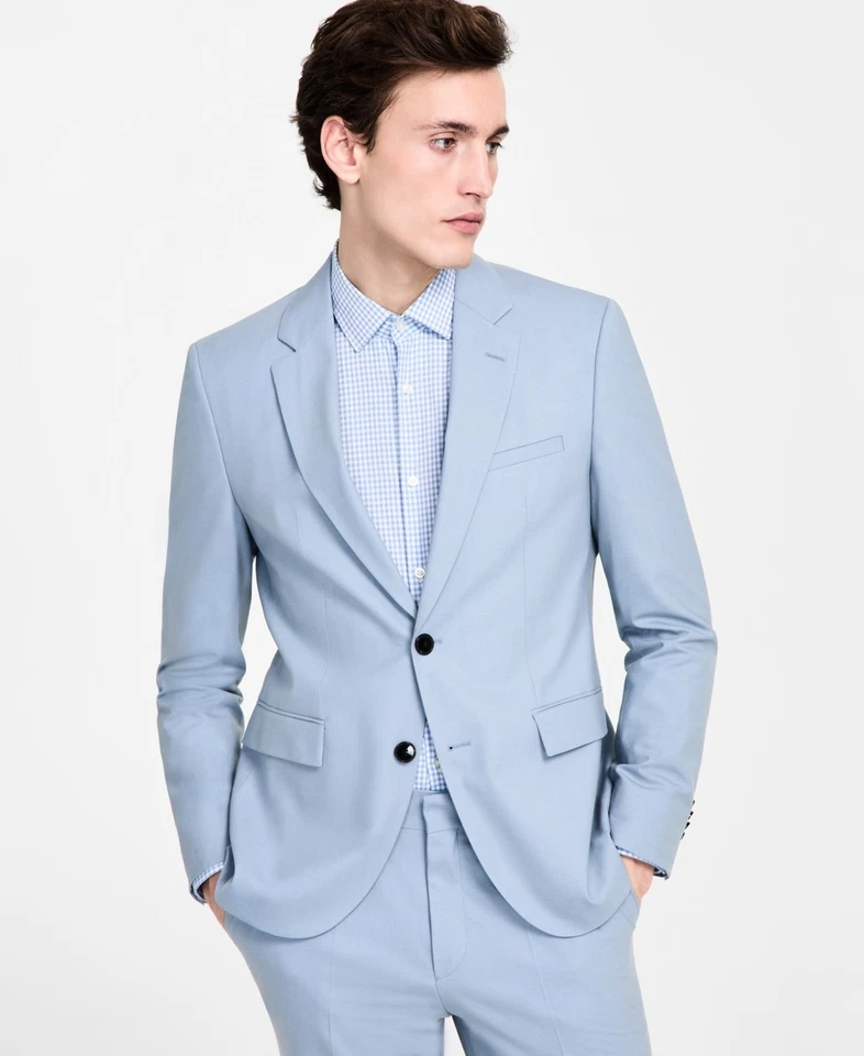 Hugo Boss Mens Modern fit Suit Jacket Blazer 38 S Powder Blue Solid - Image 3 of 3