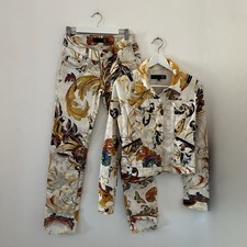Roberto Cavalli Baroque Leather And Denim Set...