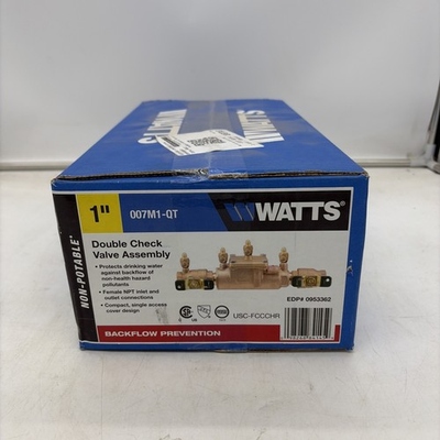 #ad Watts 1quot; Pressure Zone Valve Backflow Preventer 007M1 QT NEW $270.00