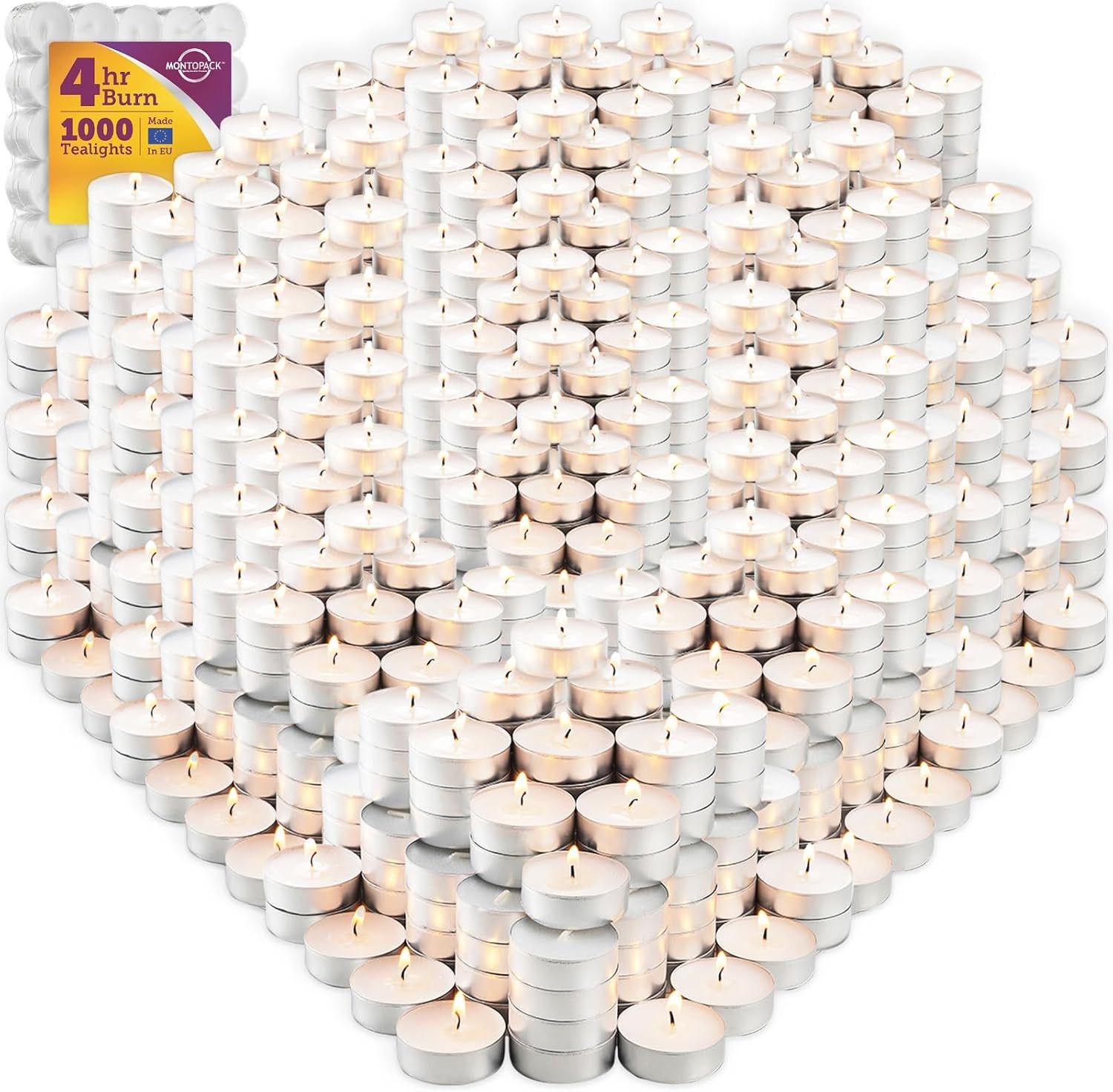 Light Candles 400 Pack | 4 Hours, White, Smokeless, Dripless Small