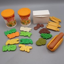 Vintage 1987 Fisher-Price Alphabet Soup Can Fries Hotdog Fun With Food Play Food