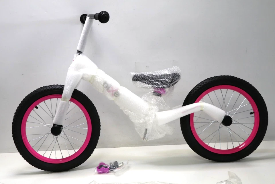 Bixe 12 Zoll Kinder Laufrad - Aluminium Fahrrad ohne Pedale mit Luftreifen, Rosa