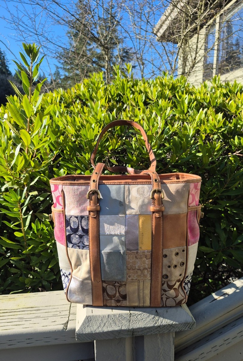 Vintage Coach Holiday Patchwork Gallery Tote Multi-Color B06Q