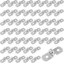 50 Pcs 1/4" Two Hole Strap U Bracket, M5 Rigid Pipe Clamp Silver 