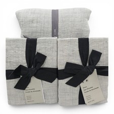 West Elm European Flax Linen Fiber Dyed Duvet 2 Standard Shams Full Queen Gray