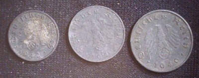 Germany (Weimar ) - Trio - 50 (1922) KM27 Pf with 1 (1931) KM37 & 2 (1923) KM31