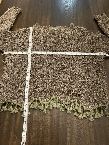 Vintage Bibi Green Long Loop Boucle Shaggy Fringed Cropped Sweater Size Medium - Picture 4 of 9