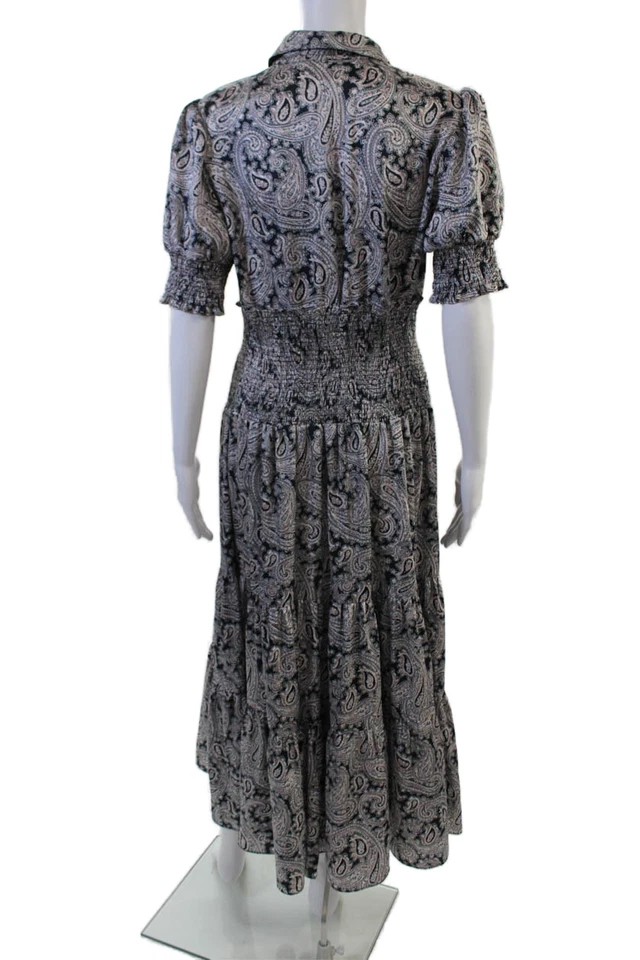 Cinq A Sept Mujer Camisa Vestido Midi Cachemira Beige Cuello Manga Corta Talla 4 Foto 3 de 4