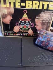 Vintage Lite Brite Original Box With Pegs and Picture Assortments 1981 Works 