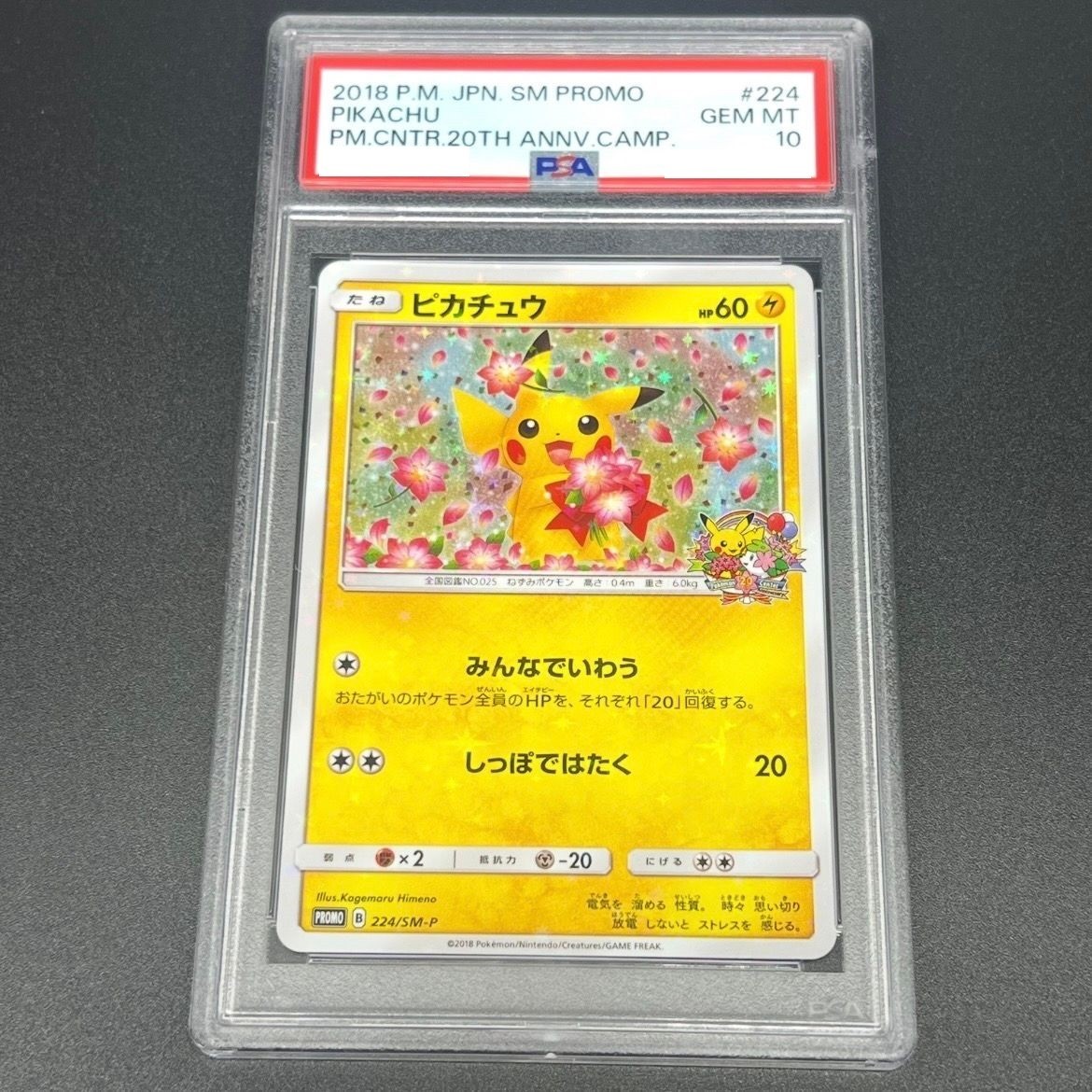 ピカチュウ 2018年 SM PROMO #224 GEM MT 10 Psa PSA 10 2018 Pikachu 224/SM-P Pokemon Center 20TH Anniversary