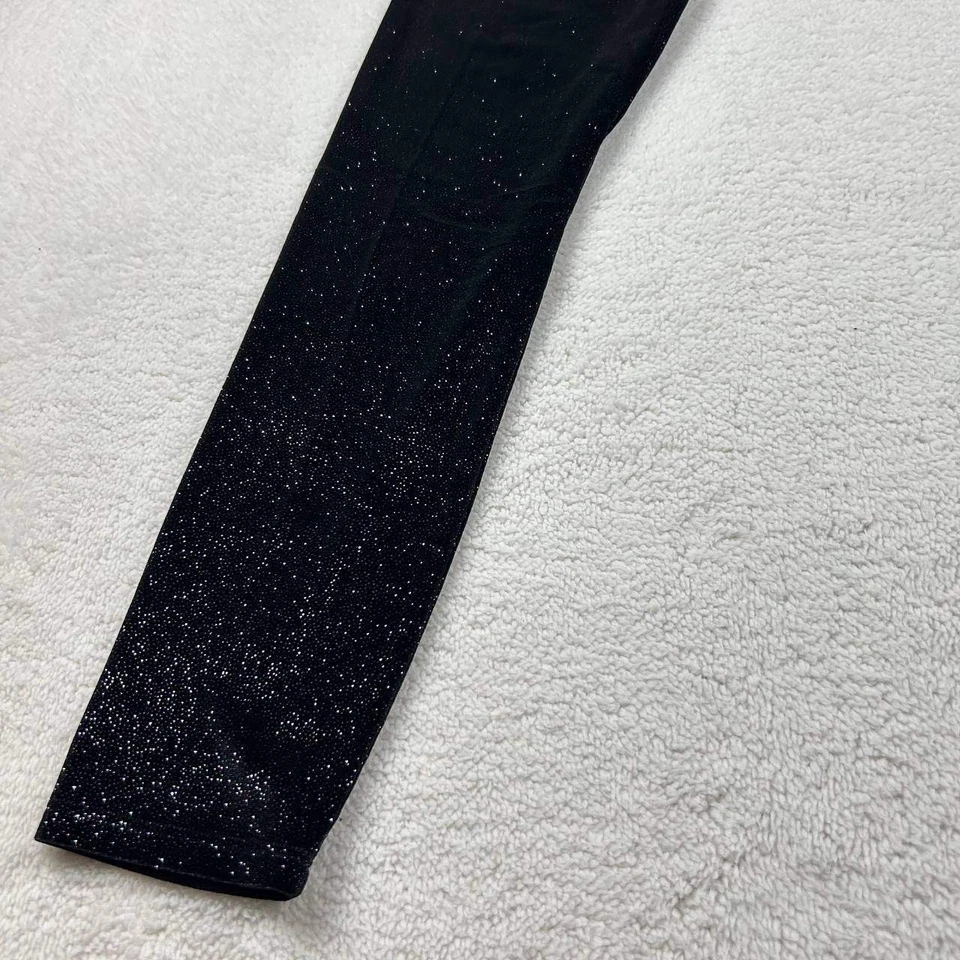 Victoria's Secret PINK Velvet Black Soft Velour Pants Pink Glitter Stretch Small - Image 4 of 4