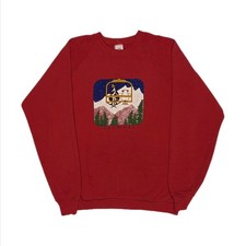 Vtg Fruit of the Loom USA Made red Vermont cow on ski lift sweatshirt women's XL