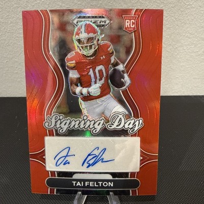 Tai Felton 2025 Panini Prizm Draft Picks RC Signing Day Red Auto /399 Vikings 