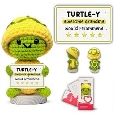 Handmade Positive Turtle Crochet with Message - Turtle-Y Awesome Grandma
