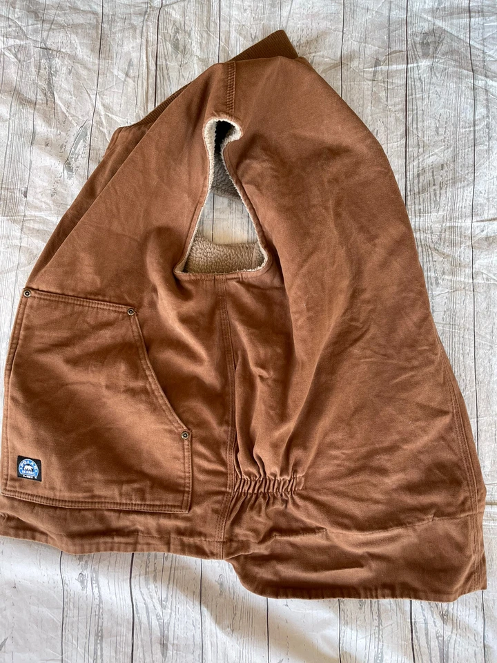 Chaleco de Lona Polar King By Key Para Hombres Marrón Forrado de Vellón Cremallera Completa Extra Grande Reg Foto 4 de 4