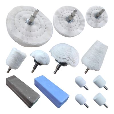 Metal Buffing Polishing Wheel Kit 13PCS Drill Aluminum Brass Bronze Compound