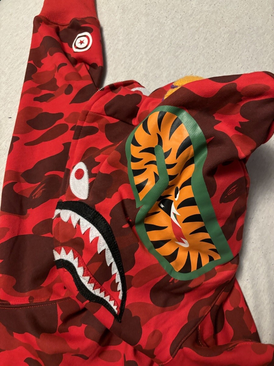 即完 BAPE COLOR CAMO SHARK HOODIE RED M Buy BAPE Color Camo Shark Full Zip Hoodie 'Red' - 1H70 115