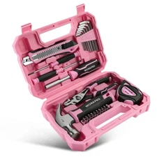 35PC Pink Hand Tool Set Ladies Women Household Tool Kit Tool Set Storage Toolbox