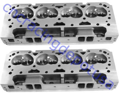 For SB Chevy 350 200cc/65cc Pair Aluminum Bare Cylinder Head Straight Spark Plug