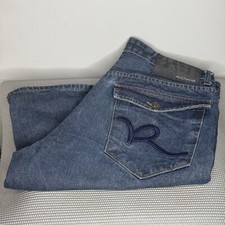 Rocawear Baggy Denim Shorts Mens Size 34 Blue Embroidered Y2K