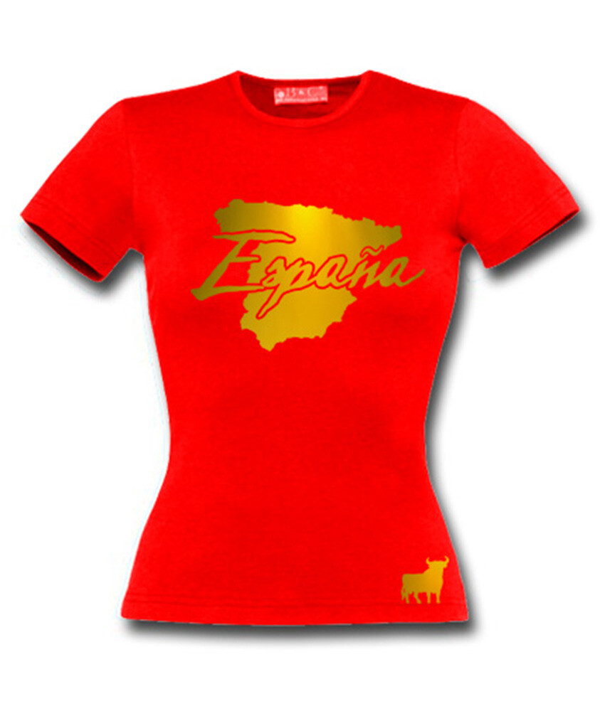 T-shirt femme Espagne rouge anti-déformation et confortable pour l'été