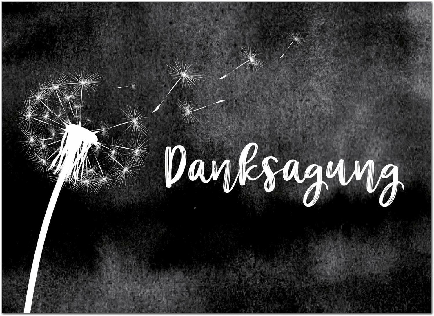 10 Trauerkarten mit Spruch Danksagungskarten Trauer - Beerdigung Pusteblume Dank