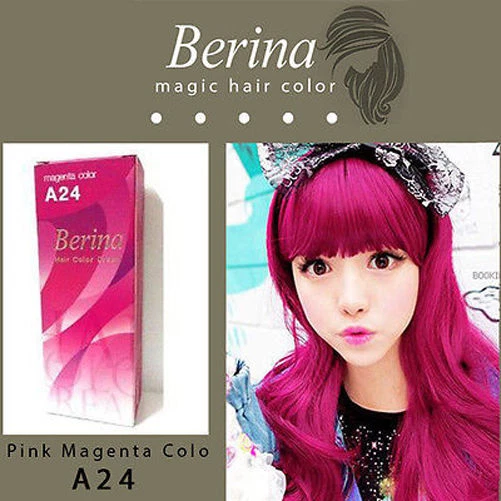 4 x TINTE PARA EL CABELLO BERINA A24 COLOR MAGENTA Estilo Moda COLOR PERMANENTE CREMA Foto 4 de 4