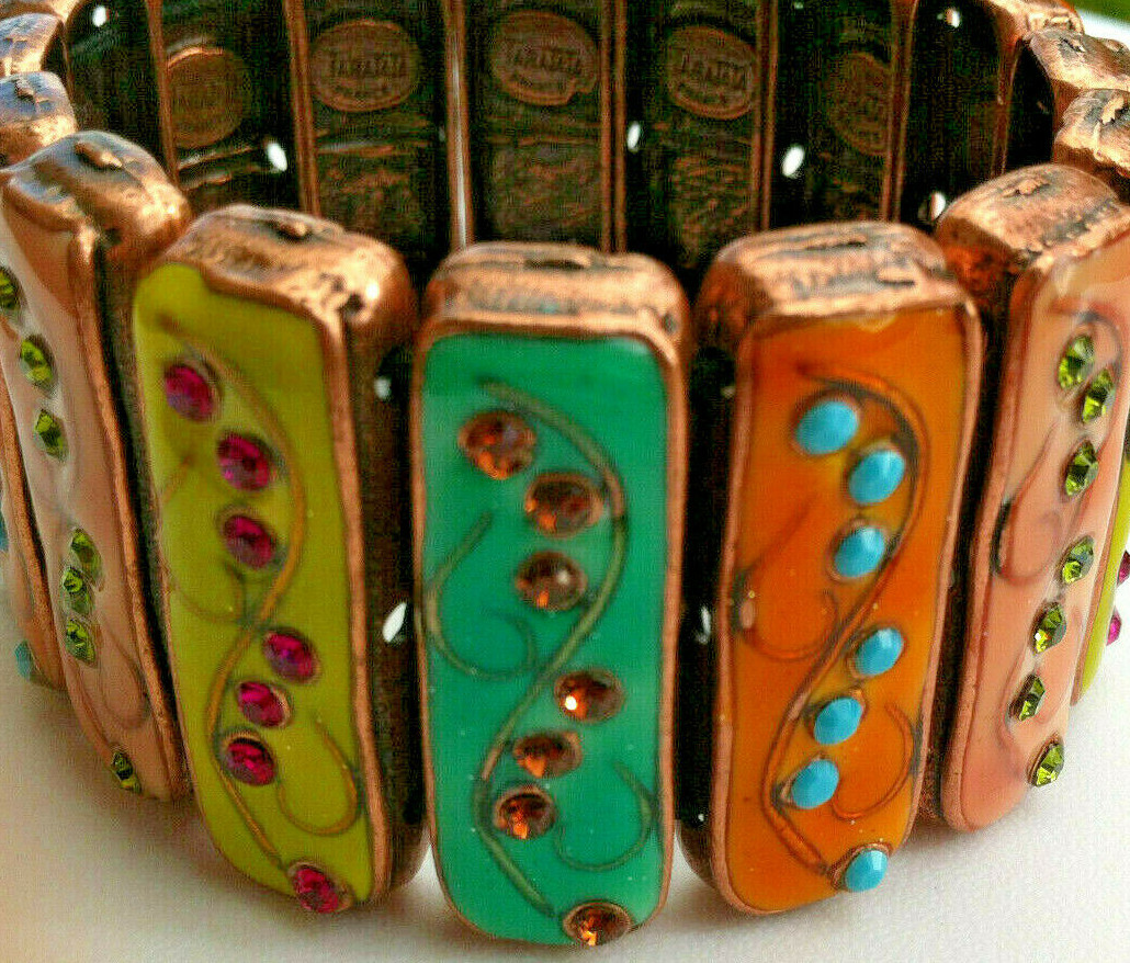 Bracelet Collector Taratata France En émail Et Strass - Modèle Signé, Multicolore, Pièce Unique