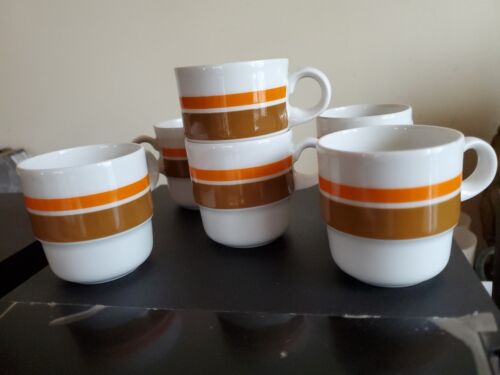 6 petites tasses à Café en Porcelaine Schonwald Germany Vintage 70 Orange - Photo 1/5