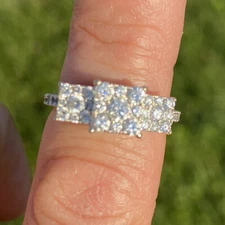 ZALES APPX 1CT PRINCESS CUT QUAD DIAMOND ENGAGEMENT WEDDING RING 10K YELLOW GOLD