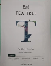 5 Pack: Rael Beauty Tea Tree Purify & Soothe Facial Sheet Masks