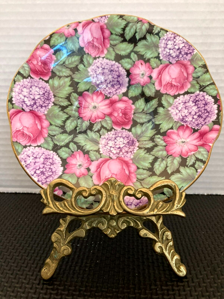 ROSINA pink lavender hydrangea chintz saucer plate  