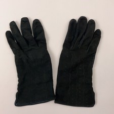 Retro Blue Black Winter Dress Gloves With Curve Line Dot Pattern