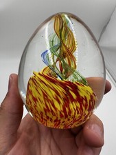 Art Glass Paperweight Intertwining Multicolor Heavy