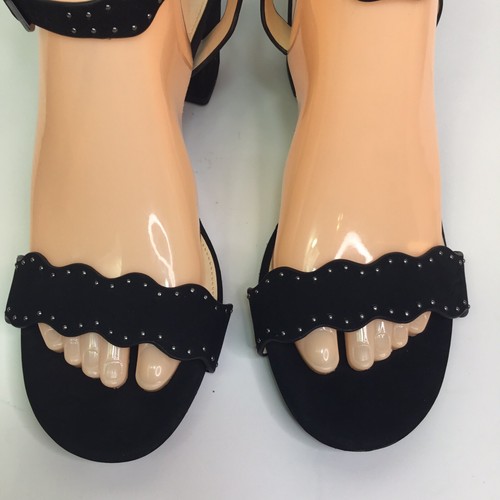 Alex Marie Black Suede Summer Sandal Studded Mid Block Heel Shoe Size 11 M - Picture 5 of 11