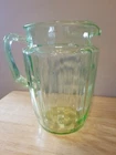 Vintage Green Uranium Glass Depression Pitcher Anchor Hocking 2 1/2 Quart 10 cup