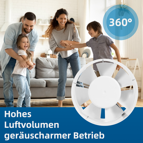Ø100 mm Kanal Rohrventilator Abluft Rohreinschub Lüfter Leise Sieben Klingen DHL - Bild 10 von 11