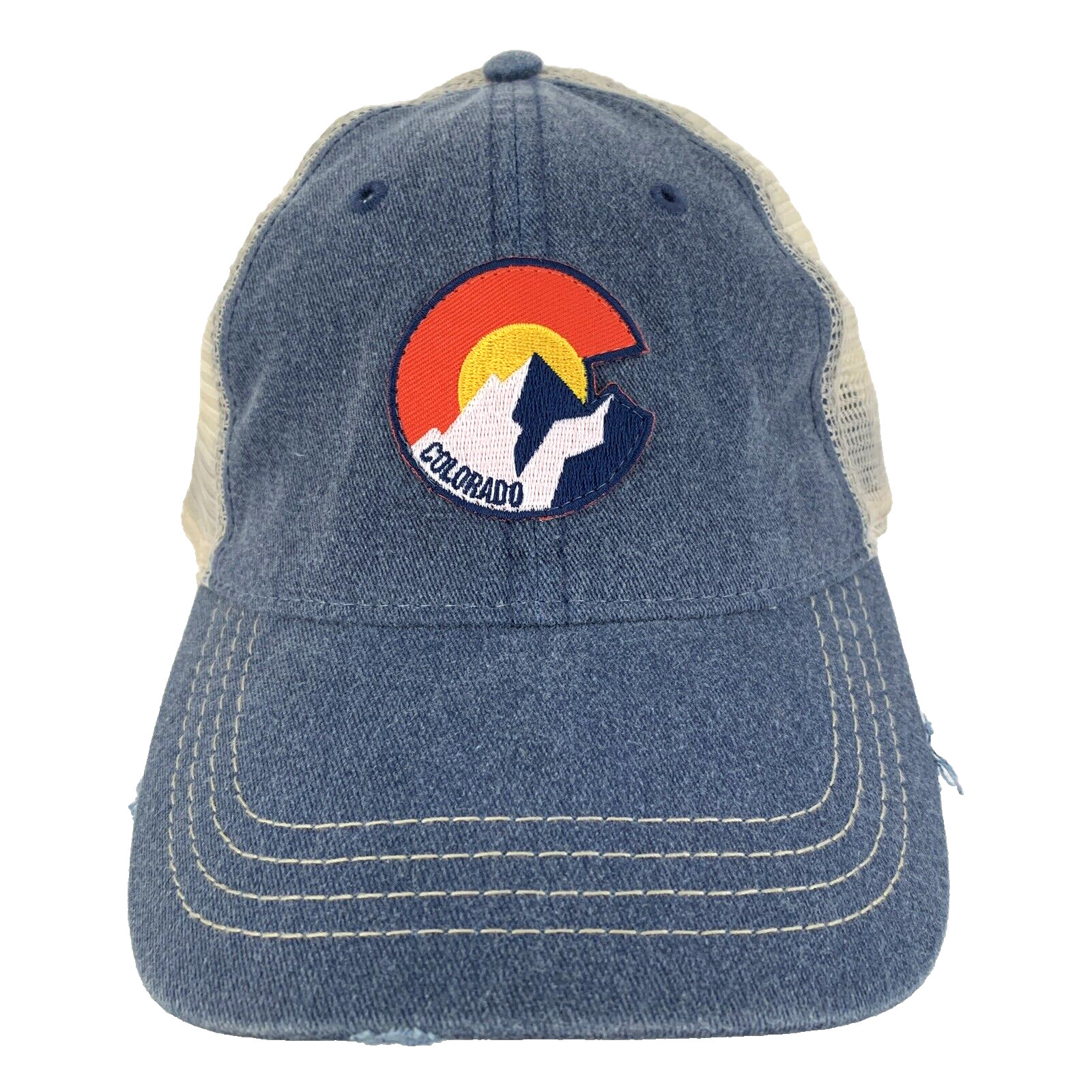 Colorado Mountain Distressed Patch Hat Script Log… - image 1