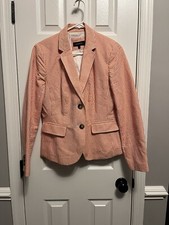 Talbots Coral White Blazer 100 Cotton size 8. Business or Casual wear
