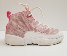 Nike Air Jordan 12 Retro Pink White Basketball Shoes 510816-101 Kids Size 1 Y