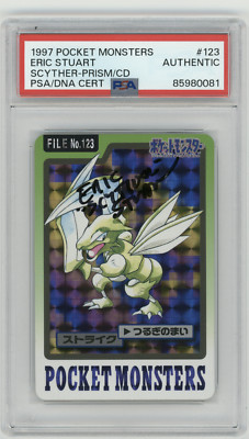 PSA Signed Eric Stuart Scyther 123 Prism Pokemon JPN 1997