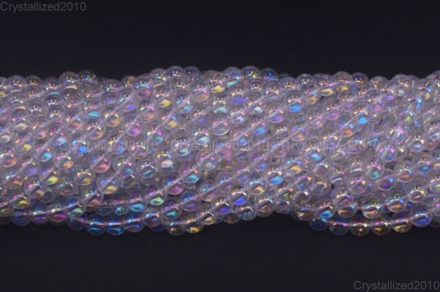 Angel Aura Crystal Quartz Gemstone Round Ball Beads 4mm 6mm 8mm 10mm 12mm 15.5&#034