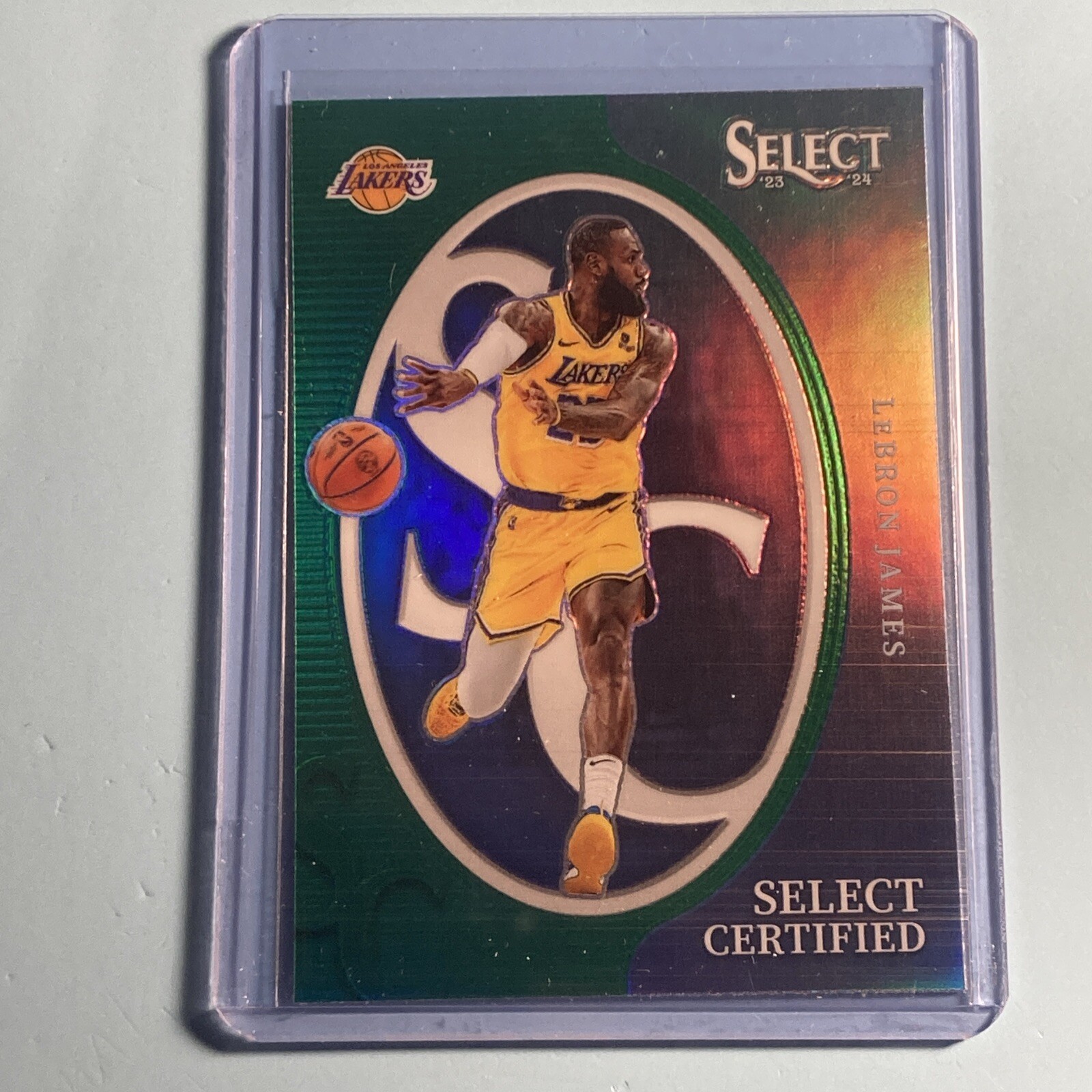 LeBron James 2023-24 Panini Select Certified Green Prizm #7 LA Lakers