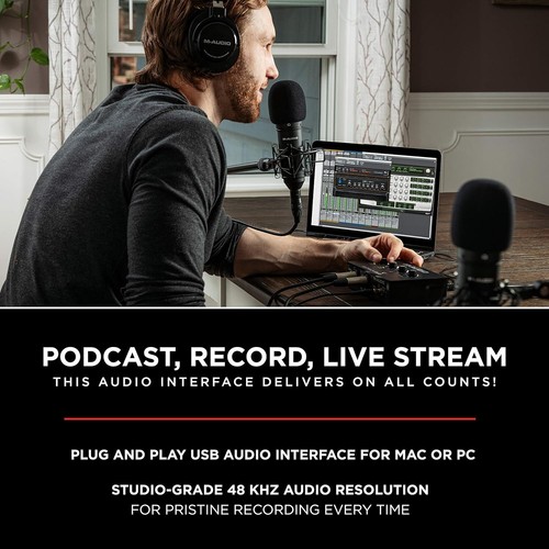 USB Audio Interface 48kHz for Recording Streaming Podcasting Dual XLR + Software - Picture 6 of 7