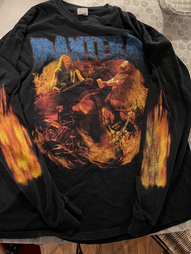 Pantera Shirt Long Sleeve Flame Fire Rock Metal Ban 2000s vintage concert t-shirt, vintage, size XL, single stitch, B+ condition