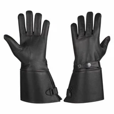 Vance Leather Biker Thermal Lined Leather Gauntlet Gloves w Snap Wrist & Cuff