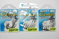 3 packs gamakatsu weighted superline 4/0 offset ewg shank 74414-1/16oz
