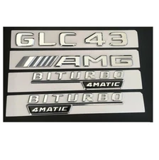 Chrome Trunk Fender Emblems Badges for Mercedes Benz GLC43 AMG BITURBO 4MATIC /