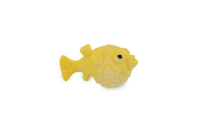 Pufferfish, Small Yellow Toy Blowfish Fish Rubber Realistic Model 1'' F1801 B33