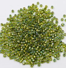 Vintage Glass Seed Beads TOHO Clear Silver Lined Chartreuse AB 8/0 14g C33-150